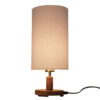 Minimalist Cylindrical Wooden Table & Bedside Lamp with White Shade