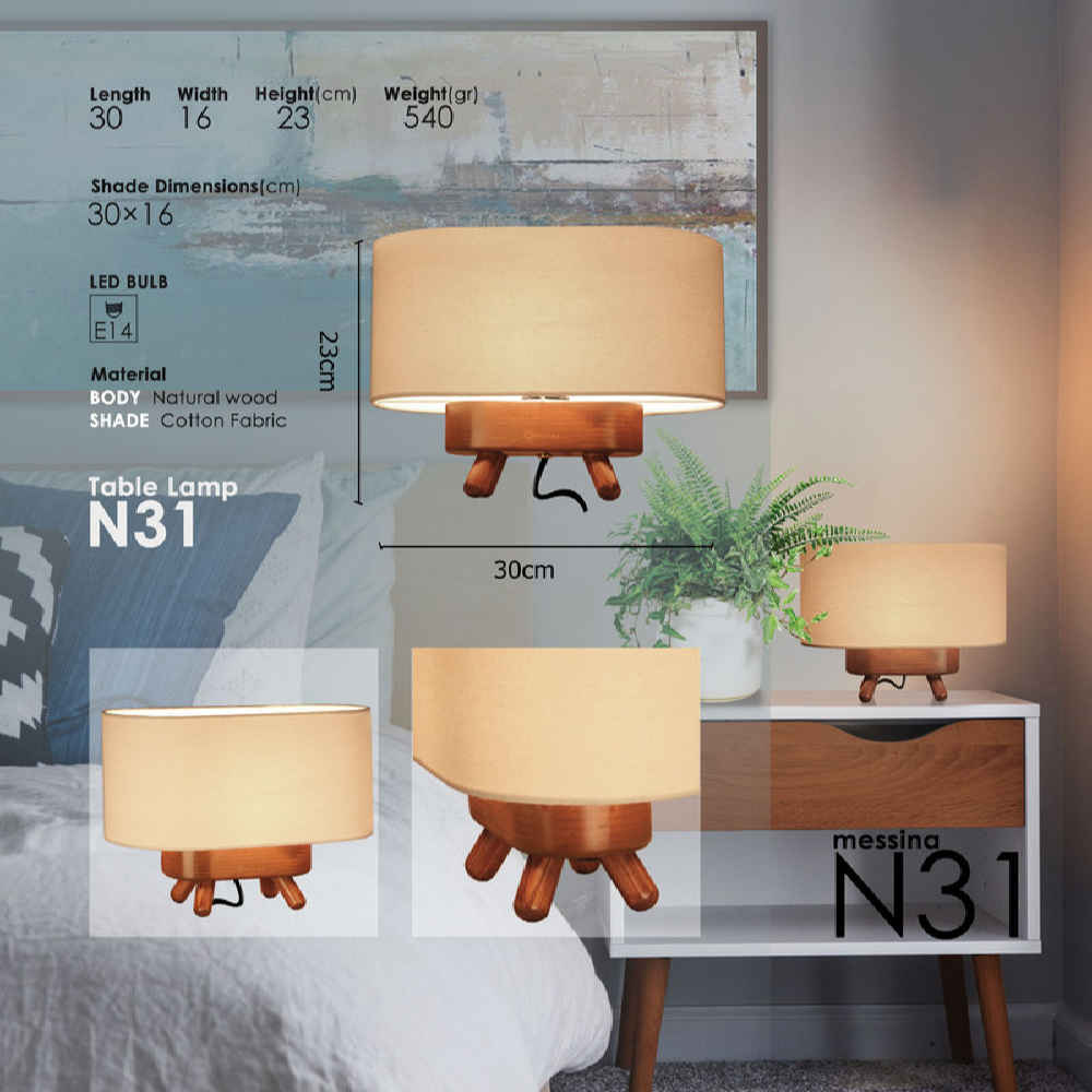 Handcrafted Minimalist Tripod Wooden Table Lamp