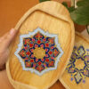 Ethnic Wooden Tea Serving Tray - Tazhib Floral Design