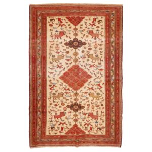 Animal Pattern Vintage Sirjan Kilim Rug – Handwoven Wool Craft