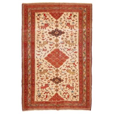 Animal Pattern Vintage Sirjan Kilim Rug - Handwoven Wool Craft