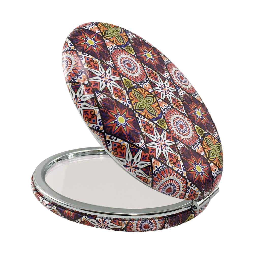 Iranian folding pocket mirror with traditional diamond motifs – Dual-Sided