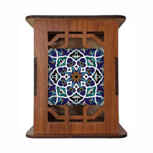 Blue Design – Elegant Persian Wooden Pen Holder for Office Spaces