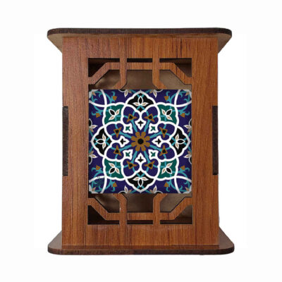 Blue Design – Elegant Persian Wooden Pen Holder for Office Spaces