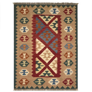 Solid Red Khorasan Kilim Rug – Authentic Handwoven Persian Wool