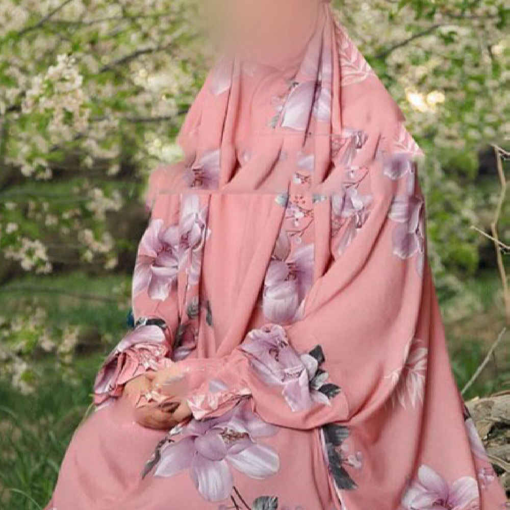 Islamic Namaz Chador with Sleeves for Women Ideal for Praying – Floral Pattern Corduroy