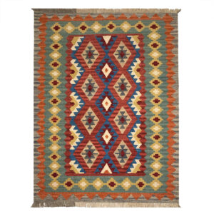 Brown Geometric Kilim Rug – Handwoven Authentic Persian Wool Style