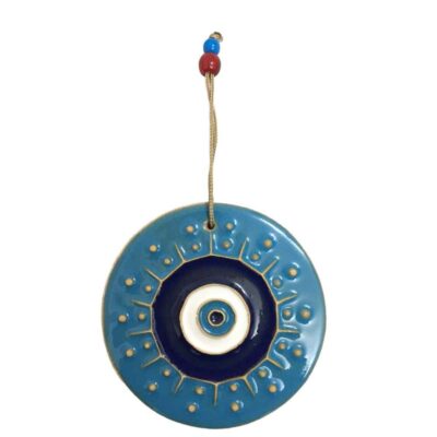 Blue Evil Eye Ceramic Wall Decor with Star Design