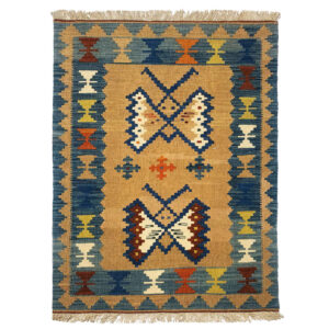 Animal Pattern Vintage Sirjan Kilim Rug – Handwoven Wool Craft