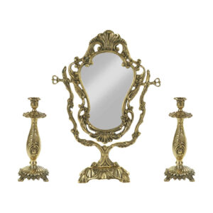 Persian Brass Mirror Frame & Candlesticks Set – Star Design