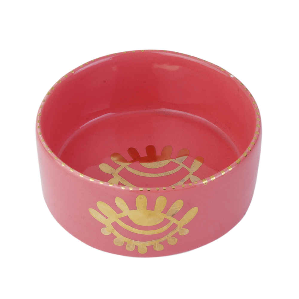 Hand-Painted Decorative Pottery Bowl – Pink Eye Model