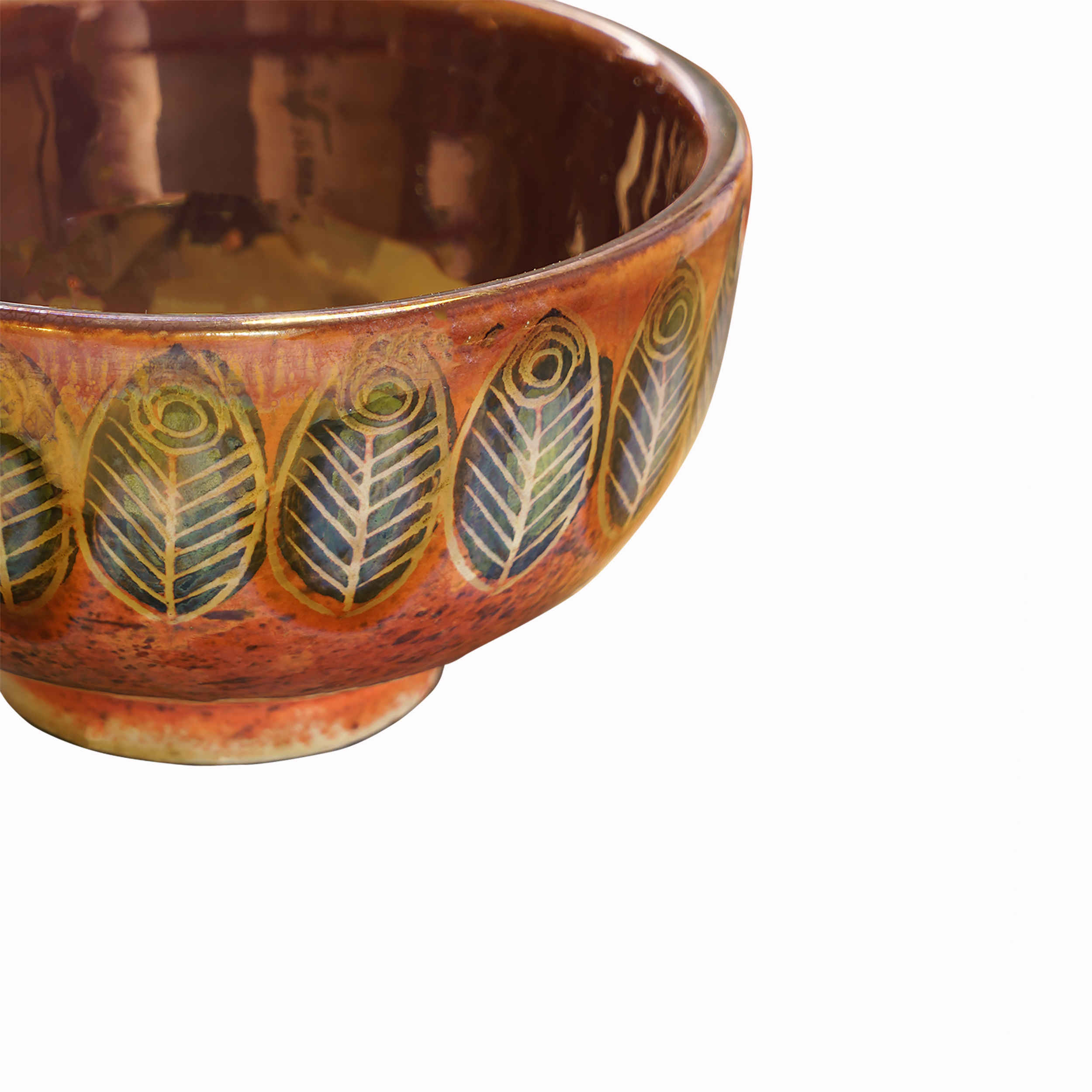 Hand-Painted Decorative Pottery Bowl – Viana Gradient Brown Design