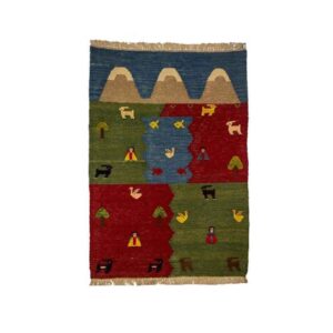 Batis Blue Animal Motif Kilim Rug – Handwoven Fars Persian Wool