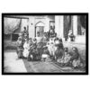 Persian Black and White PVC Print with Frame - Ghajarieh Wall Art
