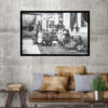 Persian Black and White PVC Print with Frame - Ghajarieh Wall Art