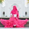 Magenta Islamic Crepe Square Scarf & Niqab Set for Women