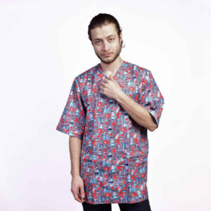Men’s Gray Surgical Scrub Top & Cap Set – Sleek & Practical