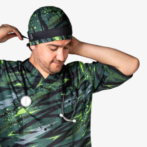 Men’s Green Medical Scrub Top & Cap Set – Vibrant & Durable