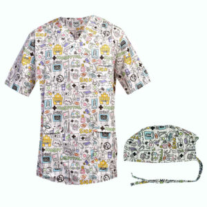 Men’s Hospital Medical Scrub Top & Cap Set – Professional & Durable