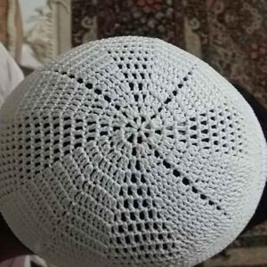 White Turkish Kufi Taqiyah – Traditional Muslim Cotton Hat