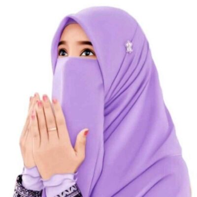 Lilac Muslim Crepe Scarf & Half Niqab Set for Women