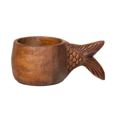 Rustic Wooden Cup - Handcrafted Camping Cup Model Fish