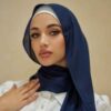 Navy Blue Chiffon Shayla Hijab for Muslim Women