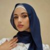 Navy Blue Chiffon Shayla Hijab for Muslim Women