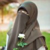 Olive Green Islamic Square Scarf & Half Niqab Set for Women