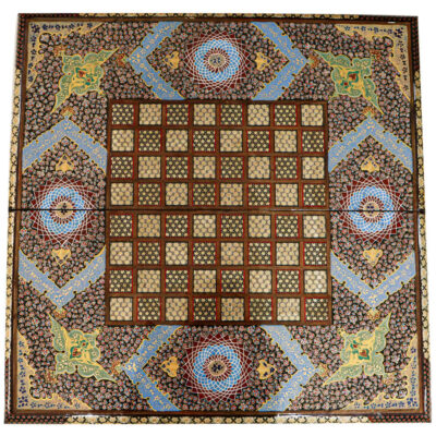 Handcrafted Persian Traditional Wooden Marquetry Chess Board with Floral Inlay