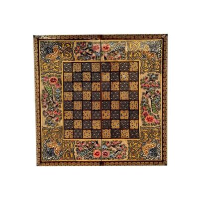 Handcrafted Persian Laya Floral Wooden Marquetry Chess Board
