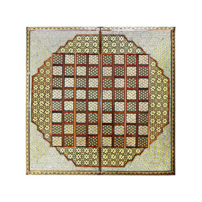 Handcrafted Persian Saltanat Geometric Wooden Marquetry Chess Board