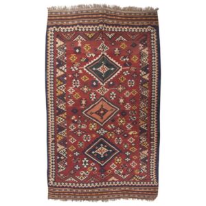 Traditional Qashqai Geometric Kilim Rug – Vintage Persian Wool