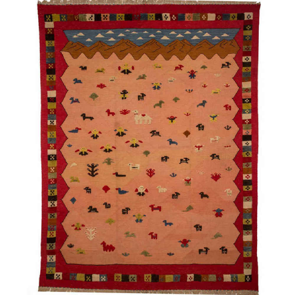 Animal Motif Qashqai Kilim Rug – Handwoven Persian Wool