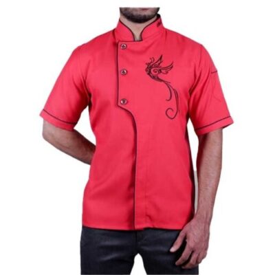 Modern Embroidered Short Sleeve Chef Jacket – Professional Restaurant Kitchen Coat for Chefs