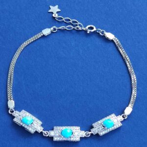 Silver Bracelet with Turquoise Gemstone for Women Dara