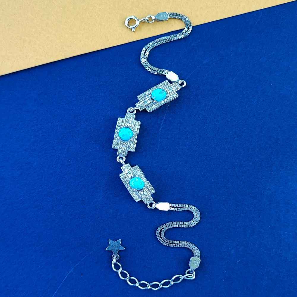 Silver Bracelet with Turquoise Gemstone for Women Dara