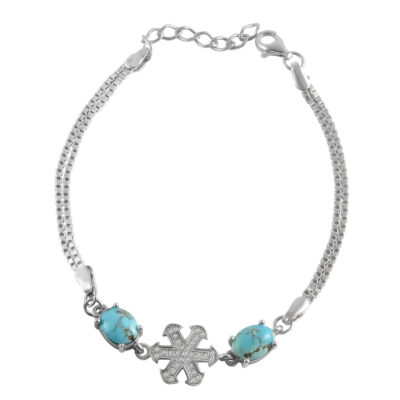Women's Silver Chain Bracelet with Turquoise Gemstone – Kian Model