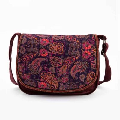 Bohemian Crossbody Shoulder Bag with Persian-Inspired Paisley Pattern