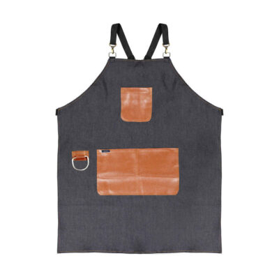 Modern Leather Barista Apron – Dark Brown Model Jama Professional Coffee Shop Apron