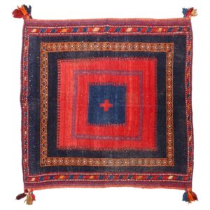 Red & Black Vintage Sirjan Kilim Rug – Flat Woven Wool Textile