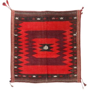 Light Red Vintage Sirjan Kilim Rug – Handwoven Wool Geometric Art