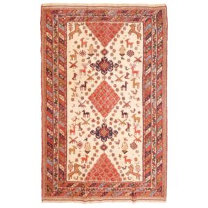 Forest Green Vintage Sirjan Kilim Rug – Handwoven Animal Motif Wool