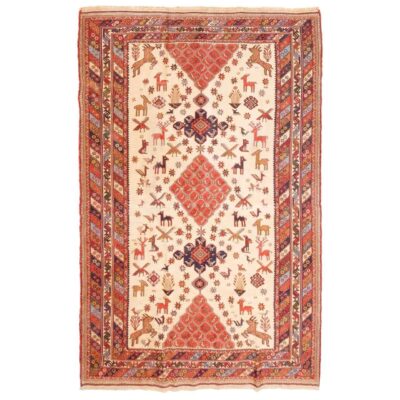 Forest Green Vintage Sirjan Kilim Rug - Handwoven Animal Motif Wool