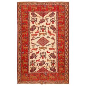Wild Animal Vintage Sirjan Kilim Rug – Traditional Handwoven Wool