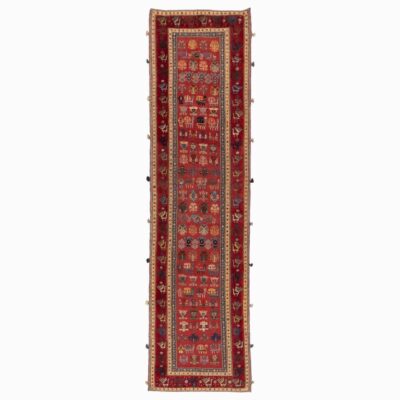 Vintage Sirjan Wool Kilim Runner - Handwoven Animal Motif Design