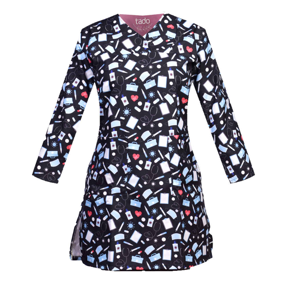 Women’s Black Medical Scrub Top – Sleek & Modern