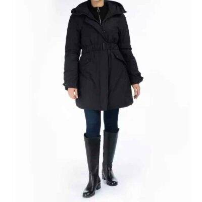 Women's Quilted Puffer Jacket with Long Sleeves and Zipper Front
