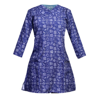 Modern Women's Blue Hospital Scrub Top – Professional Healthcare Medical Uniform