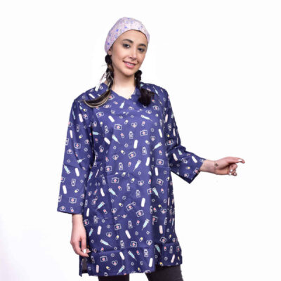 Modern Women's Blue Medical Scrub Top – Comfortable Professional Healthcare Uniform